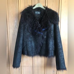 ARMANI JEANS Faux Fur Jacket size 8